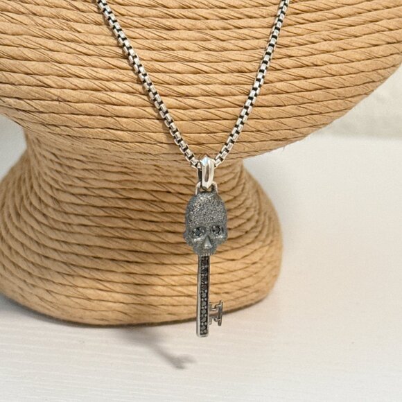 David Yurman Other - David Yurman Diamond Memento Skull Key Pendant with 23”-24”Box Chain